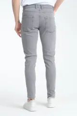 Erkek Kot Pantolon Gri Düz Skinny Fit Jeans