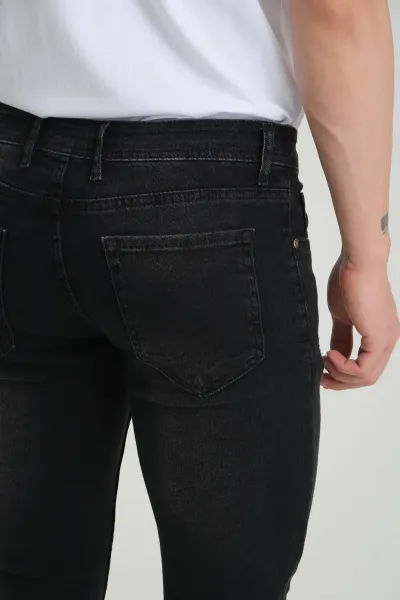 Erkek Kot Pantolon Skinny Fit Antrasit Destroy Jeans