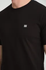 Erkek Siyah Bisiklet Yaka T-Shirt Regular %100 Pamuk