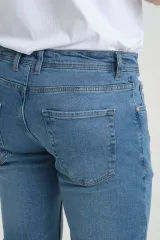Erkek Skinny Fit Orta Mavi Destroy Skinny Fit Pantolon