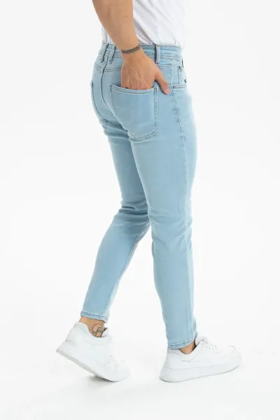 Erkek Açık Mavi Skinny Fit pantolon