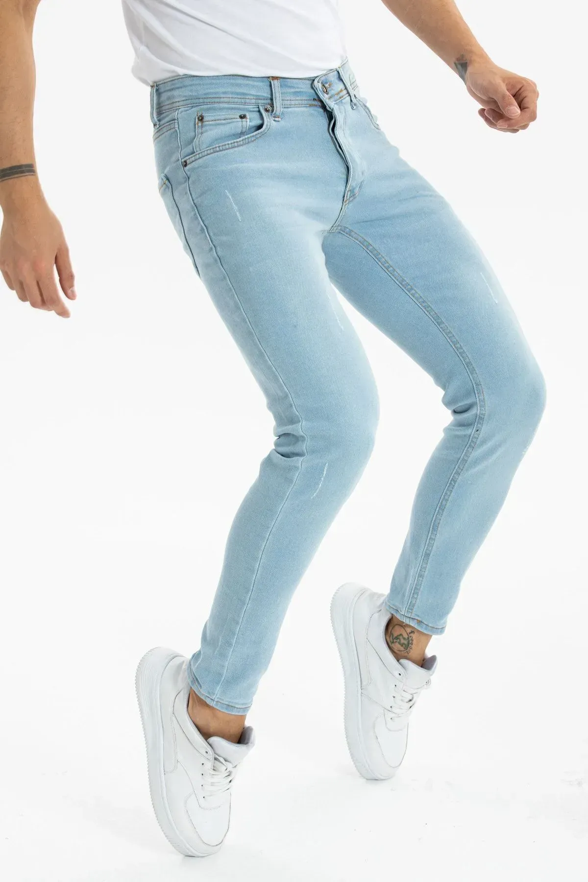 Erkek Açık Mavi Skinny Fit pantolon