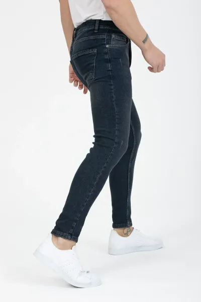 Erkek Kot Pantolon Mavi-kahve Destroy Skinny Fit Jeans