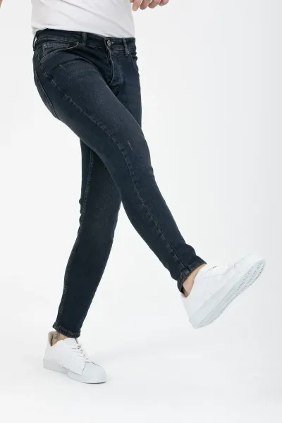 Erkek Kot Pantolon Mavi-kahve Destroy Skinny Fit Jeans 32