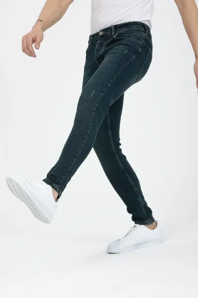 Erkek Yeşil Destroy Skinny Fit Jeans