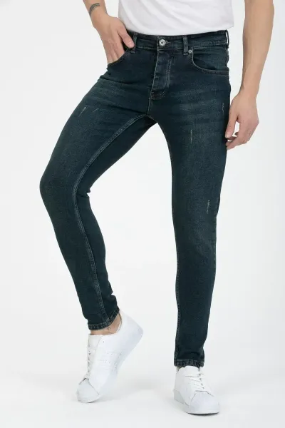 Erkek Yeşil Destroy Skinny Fit Jeans