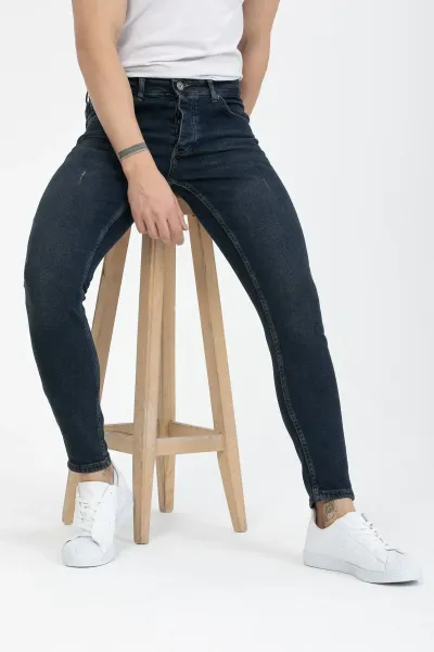 Erkek Kahve Tint Tırnaklı Skinny Fit Jeans