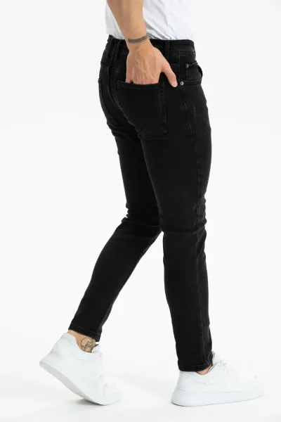 Erkek Kot Pantolon Siyah Tint Tırnaklı Skinny Fit Jeans