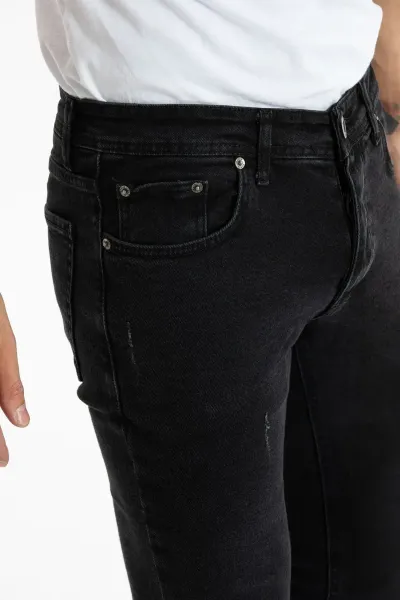 Erkek Kot Pantolon Siyah Tint Tırnaklı Skinny Fit Jeans 34