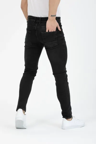 Erkek Siyah Tırnaklı Skinny Fit Jeans