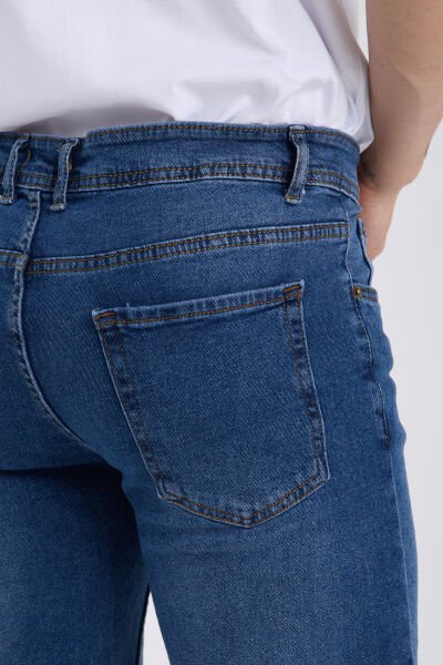 Erkek Kot Pantolon Mavi Regular Fit Fermuarlı Jeans