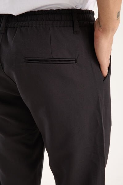 Erkek Jogger Bel Lastikli Düğmeli Fermuarlı Bağcıklı Likralı Antrasit Pantolon