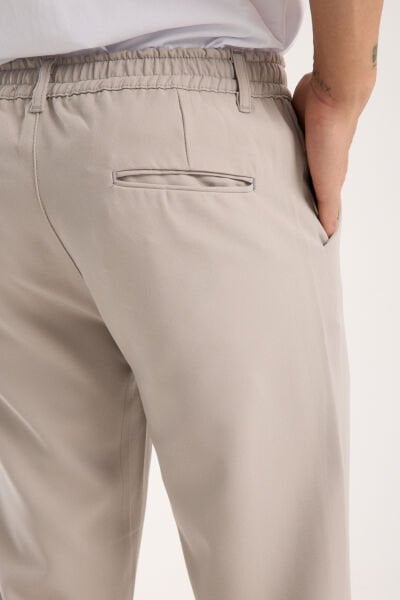 Erkek Jogger Bel Lastikli Düğmeli Fermuarlı Bağcıklı Bej lycrasız Pantolon
