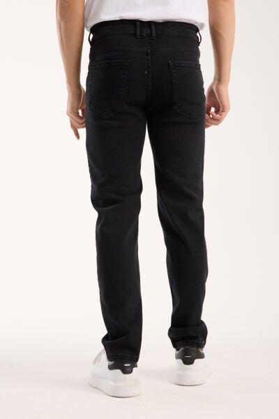 Erkek Kot Pantolon Siyah Regular Fit Fermuarlı Jeans