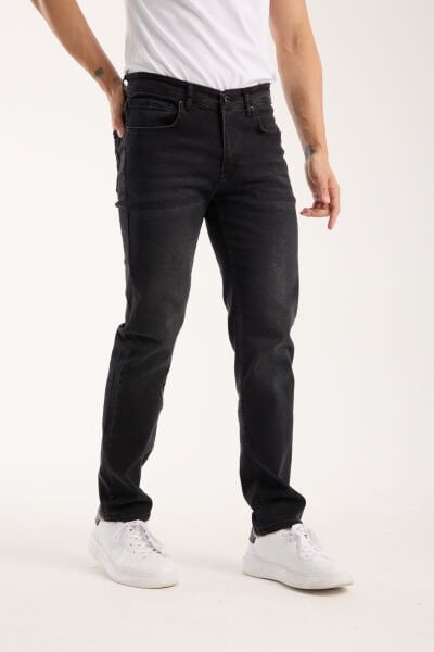 Erkek Kot Pantolon Antrasit Regular Fit Fermuarlı Jeans