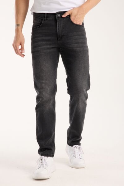 Erkek Kot Pantolon Füme Regular Fit Fermuarlı Jeans