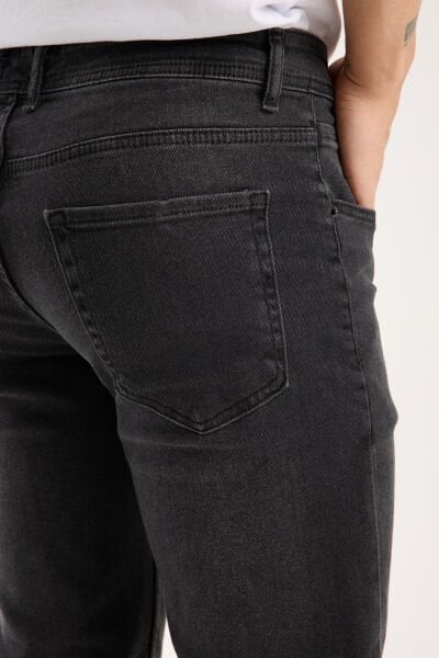 Erkek Kot Pantolon Füme Regular Fit Fermuarlı Jeans
