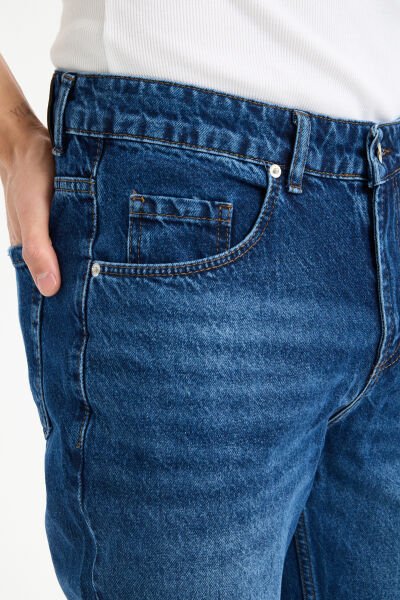 Erkek Lycrasız Mavi Baggy Kot Fermuarlı Dekploy Jeans