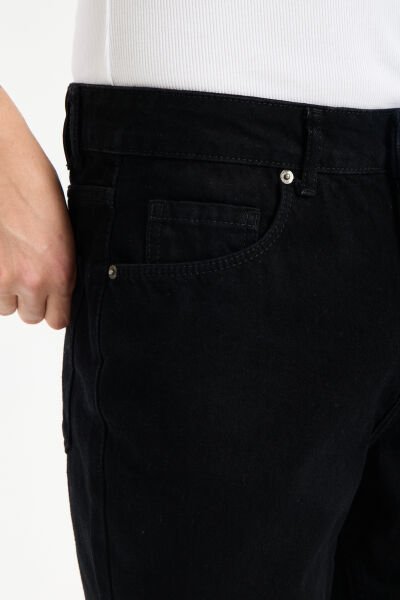 Erkek Lycrasız Siyah Baggy Kot Fermuarlı Dekploy Jeans