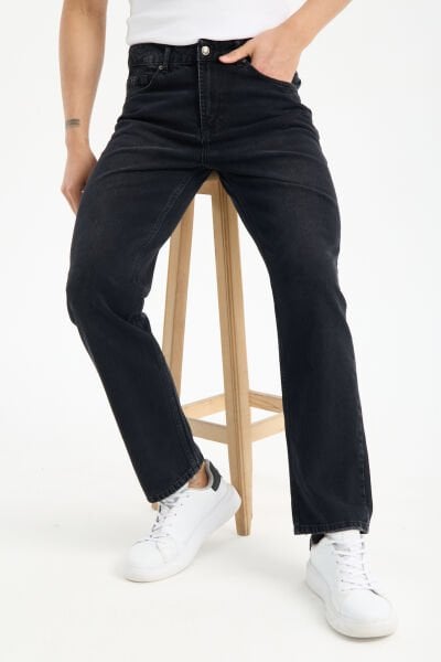 Erkek Lycrasız Füme Baggy Kot Fermuarlı Dekploy Jeans