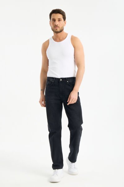 Erkek Lycrasız Füme Baggy Kot Fermuarlı Dekploy Jeans