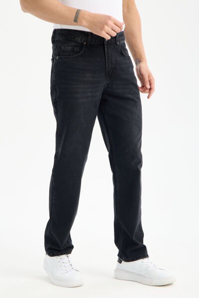 Erkek Lycrasız Füme Baggy Kot Fermuarlı Dekploy Jeans