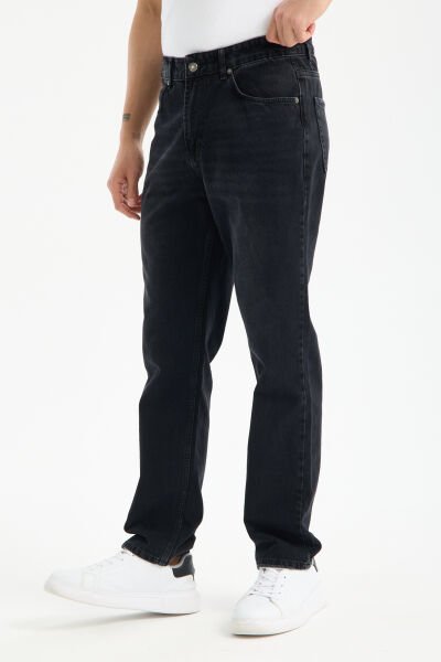 Erkek Lycrasız Füme Baggy Kot Fermuarlı Dekploy Jeans